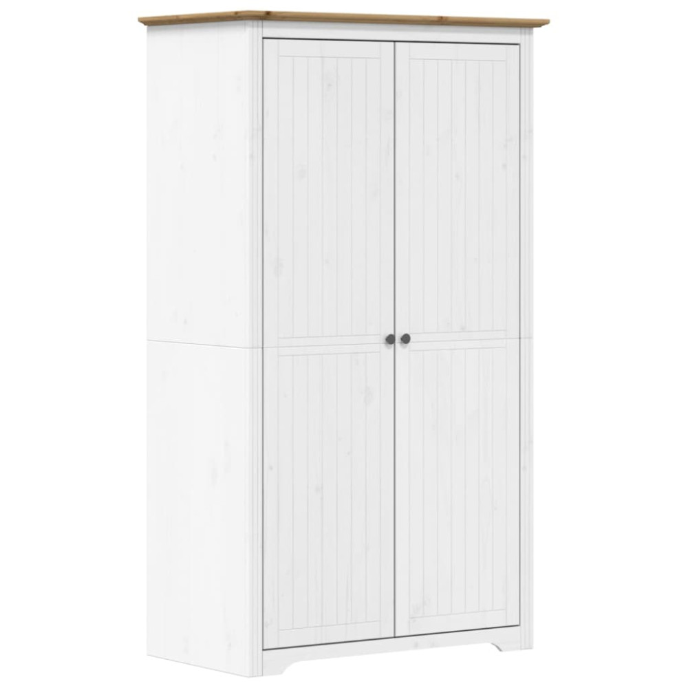 Produktbild för Klädskåp BODO vit och brun 99x53,5x173 cm massiv furu