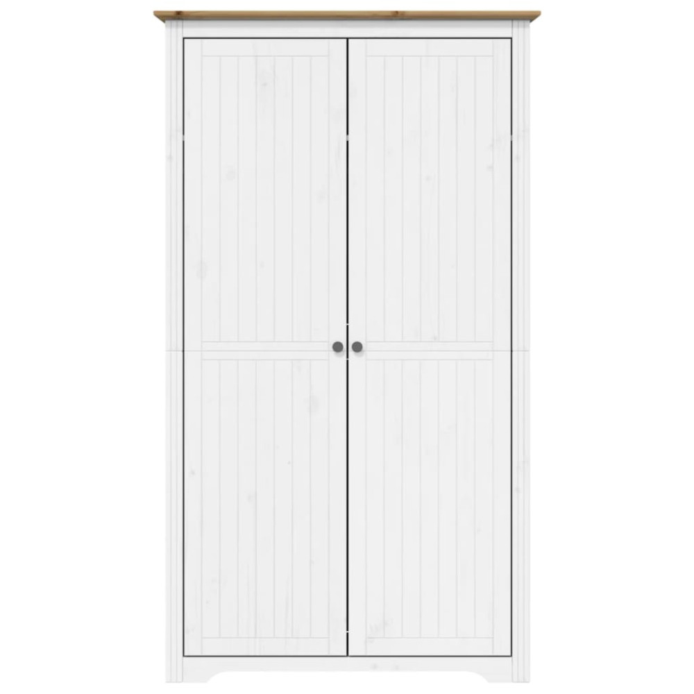 Produktbild för Klädskåp BODO vit och brun 99x53,5x173 cm massiv furu