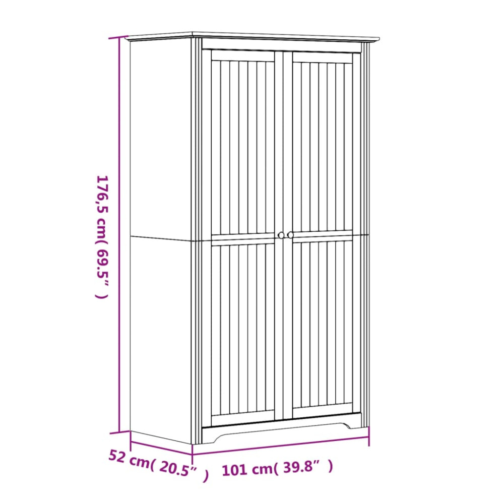Produktbild för Klädskåp BODO vit och brun 99x53,5x173 cm massiv furu