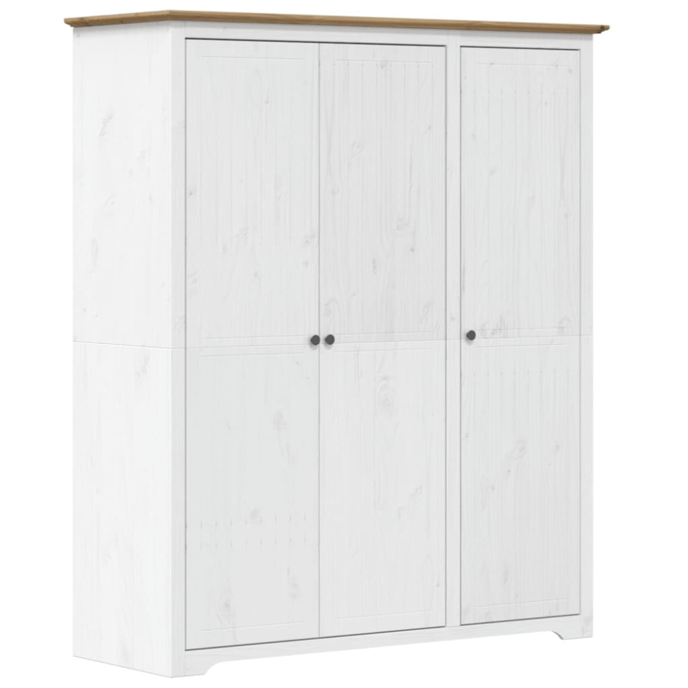 Produktbild för Klädskåp BODO vit och brun 146x53,5x173 cm massiv furu