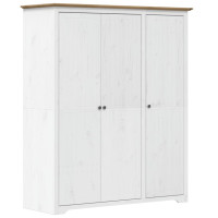 Produktbild för Klädskåp BODO vit och brun 146x53,5x173 cm massiv furu