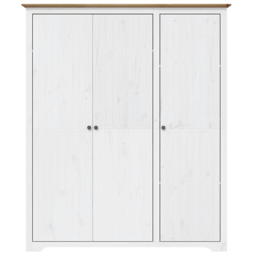 Produktbild för Klädskåp BODO vit och brun 146x53,5x173 cm massiv furu