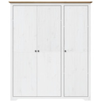 Produktbild för Klädskåp BODO vit och brun 146x53,5x173 cm massiv furu