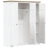 Produktbild för Klädskåp BODO vit och brun 146x53,5x173 cm massiv furu
