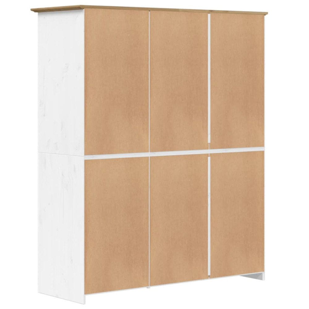 Produktbild för Klädskåp BODO vit och brun 146x53,5x173 cm massiv furu