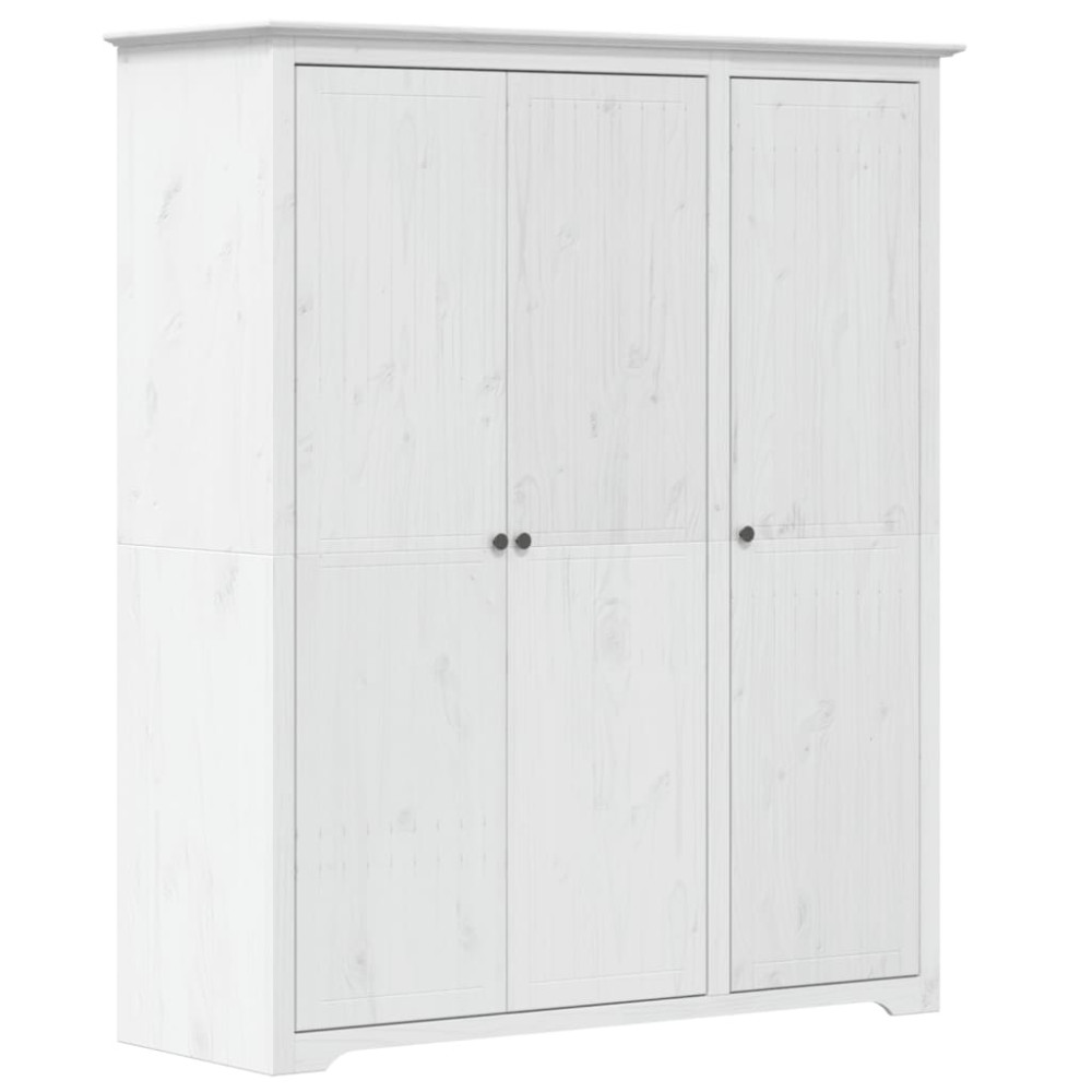 Produktbild för Klädskåp BODO vit 146x53,5x173 cm massiv furu