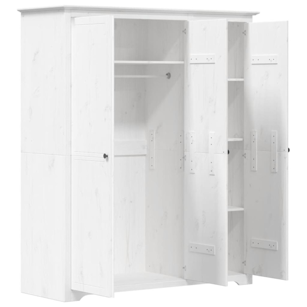 Produktbild för Klädskåp BODO vit 146x53,5x173 cm massiv furu