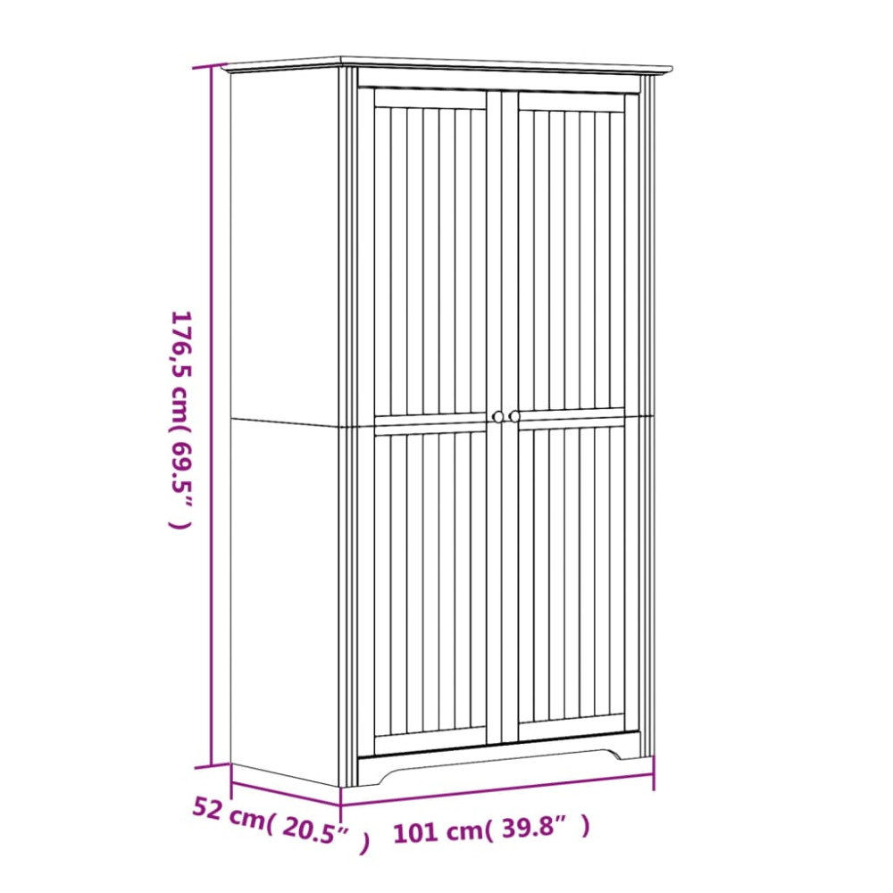 Produktbild för Klädskåp BODO grå 99x53,5x173 cm massiv furu