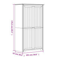 Produktbild för Klädskåp BODO grå 99x53,5x173 cm massiv furu
