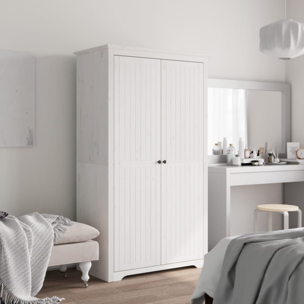 Produktbild för Klädskåp BODO vit 99x53,5x173 cm massiv furu