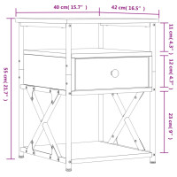 Produktbild för Sängbord 2 st rökfärgad ek 40x42x55 cm konstruerat trä