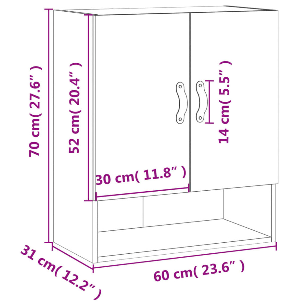 Produktbild för Väggskåp rökfärgad ek 60x31x70 cm konstruerat trä
