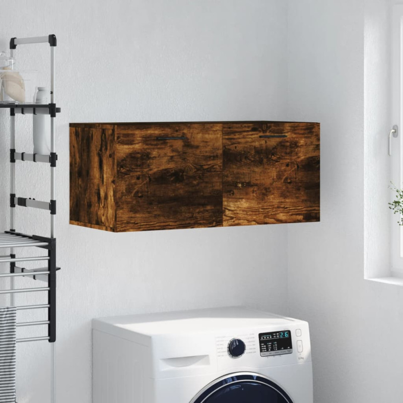 Produktbild för Väggskåp rökfärgad ek 80x36,5x35 cm konstruerat trä