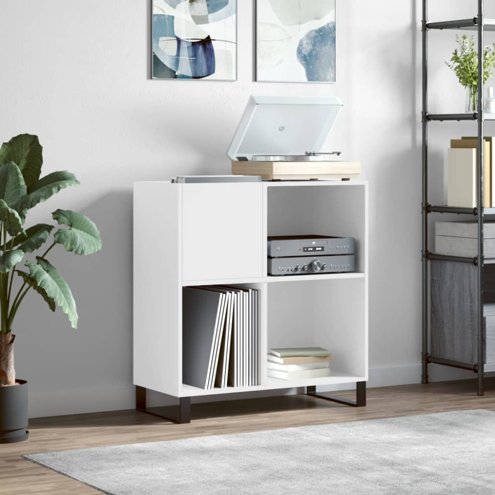 Produktbild för Stereobänk vit 84,5x38x89 cm konstruerat trä