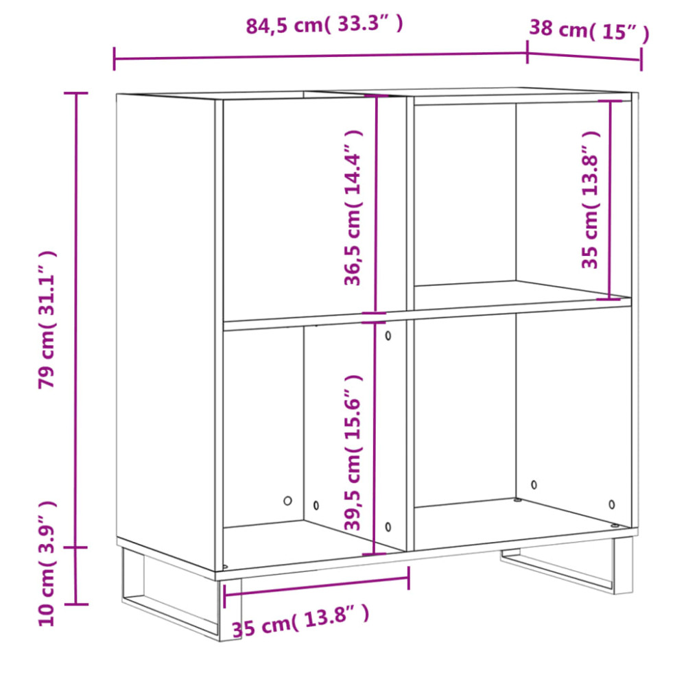 Produktbild för Stereobänk vit 84,5x38x89 cm konstruerat trä