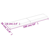 Produktbild för Hyllplan 160x30x(2-6) cm obehandlad massiv ek