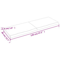 Produktbild för Hyllplan 120x40x(2-4) cm obehandlad massiv ek