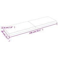 Produktbild för Hyllplan 140x40x(2-4) cm obehandlad massiv ek