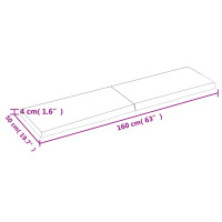 Produktbild för Hyllplan 160x50x(2-4) cm obehandlad massiv ek