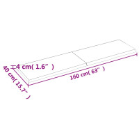 Produktbild för Hyllplan 160x40x(2-4) cm obehandlad massiv ek