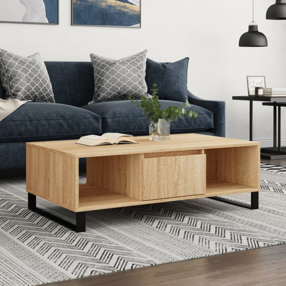 Produktbild för Soffbord sonoma-ek 104x60x35 cm konstruerat trä