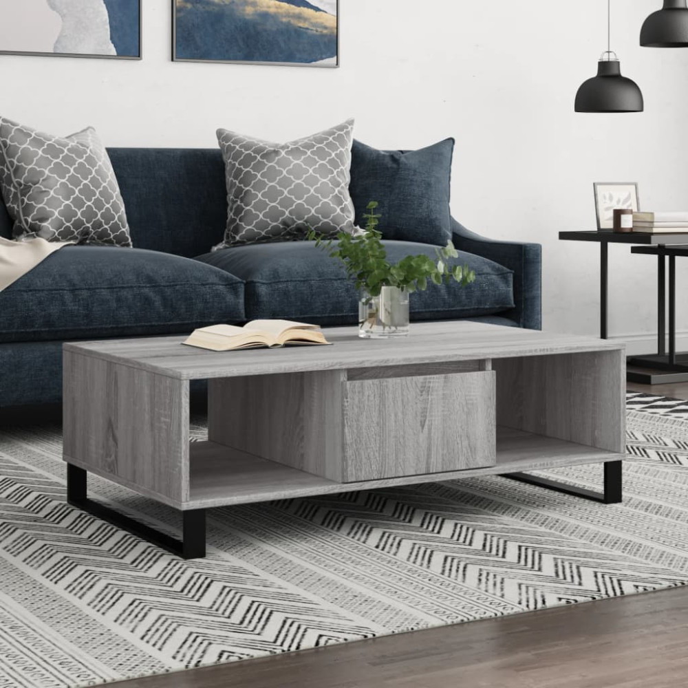 Produktbild för Soffbord grå sonoma 104x60x35 cm konstruerat trä