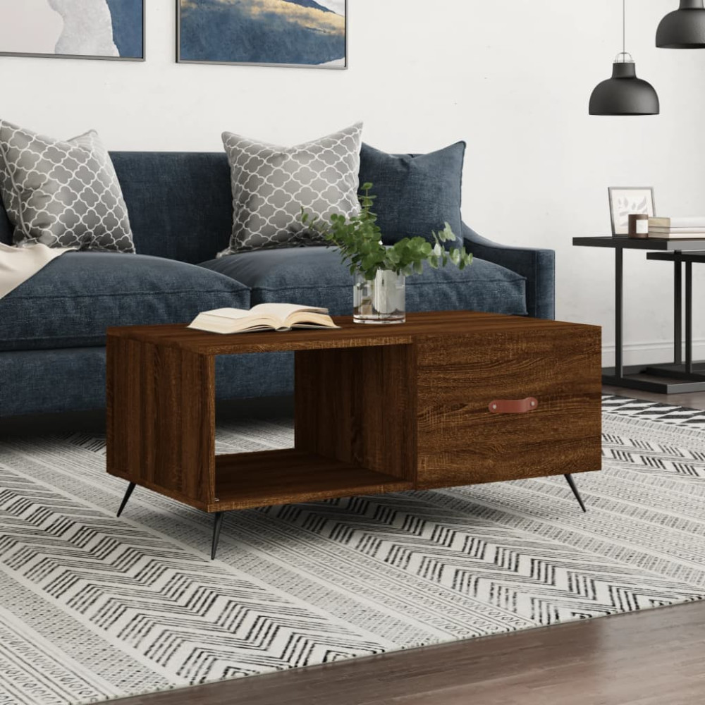 Produktbild för Soffbord brun ek 90x50x40 cm konstruerat trä
