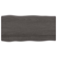 Produktbild för Bordsskiva mörkbrun 100x50x2 cm massiv ek levande kant