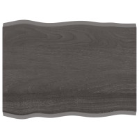 Produktbild för Bordsskiva mörkbrun 80x60x2 cm massiv ek levande kant