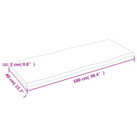 Produktbild för Bordsskiva mörkbrun 100x40x2 cm massiv ek levande kant