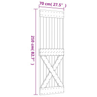 Produktbild för Skjutdörr med beslag 70x210 cm massiv furu