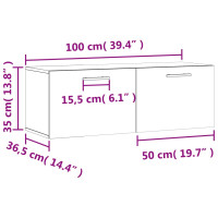 Produktbild för Väggskåp svart 100x36,5x35 cm konstruerat trä