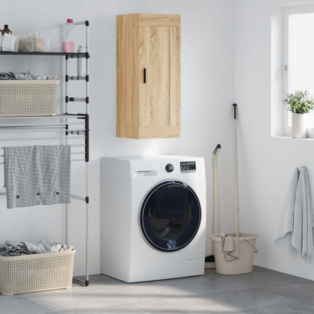 Produktbild för Väggskåp sonoma-ek 34,5x34x90 cm konstruerat trä