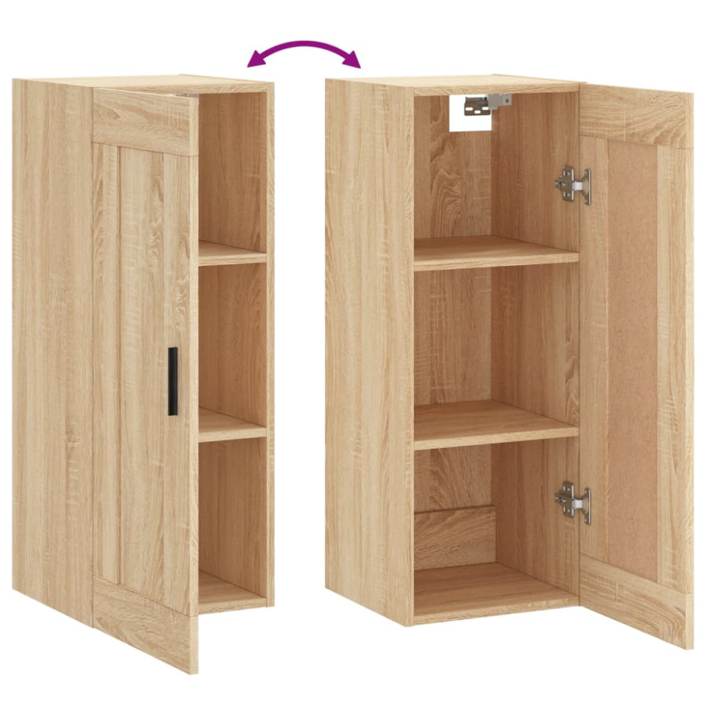 Produktbild för Väggskåp sonoma-ek 34,5x34x90 cm konstruerat trä