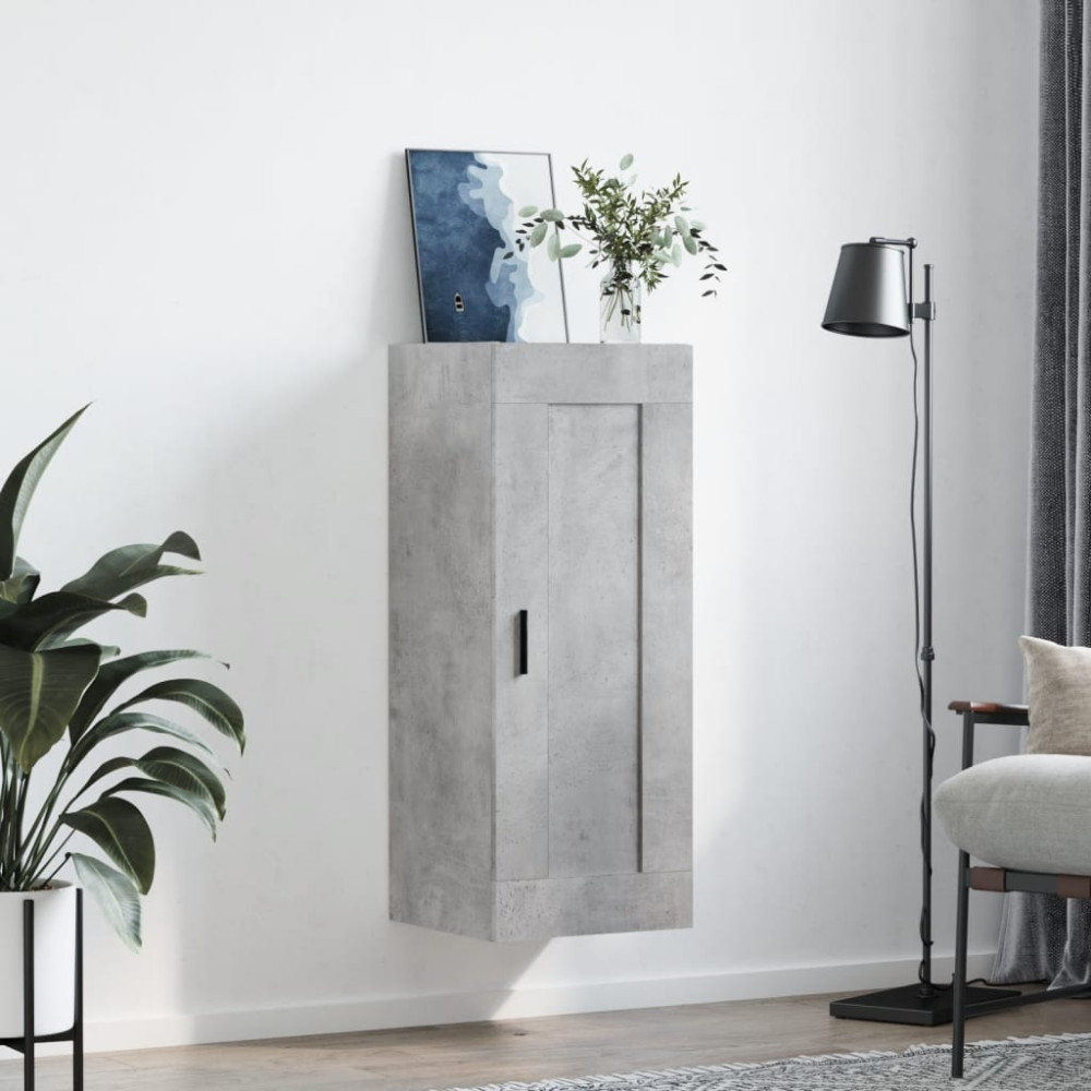 Produktbild för Väggskåp betonggrå 34,5x34x90 cm konstruerat trä