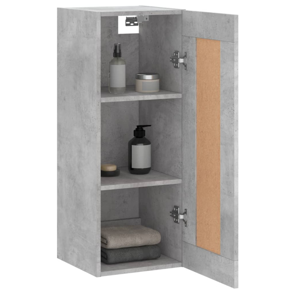 Produktbild för Väggskåp betonggrå 34,5x34x90 cm konstruerat trä