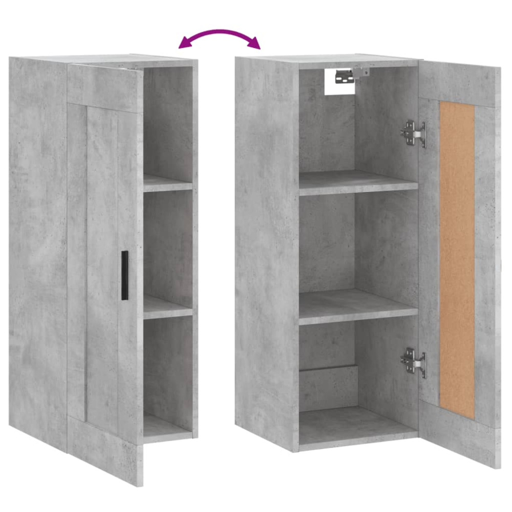 Produktbild för Väggskåp betonggrå 34,5x34x90 cm konstruerat trä