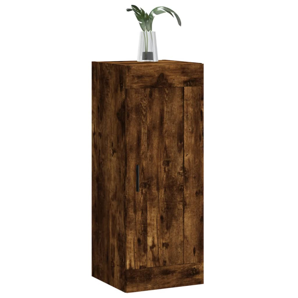 Produktbild för Väggskåp rökfärgat ek 34,5x34x90 cm konstruerat trä