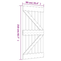 Produktbild för Skjutdörr med beslag 90x210 cm massiv furu