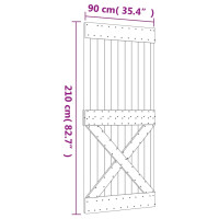 Produktbild för Skjutdörr med beslag 90x210 cm massiv furu