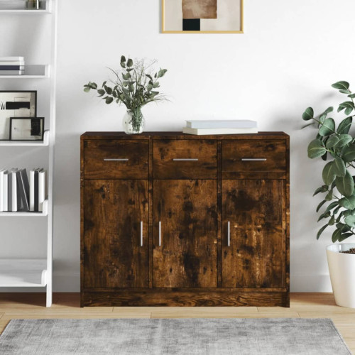 vidaXL Skänk rökfärgad ek 91x28x75 cm konstruerat trä