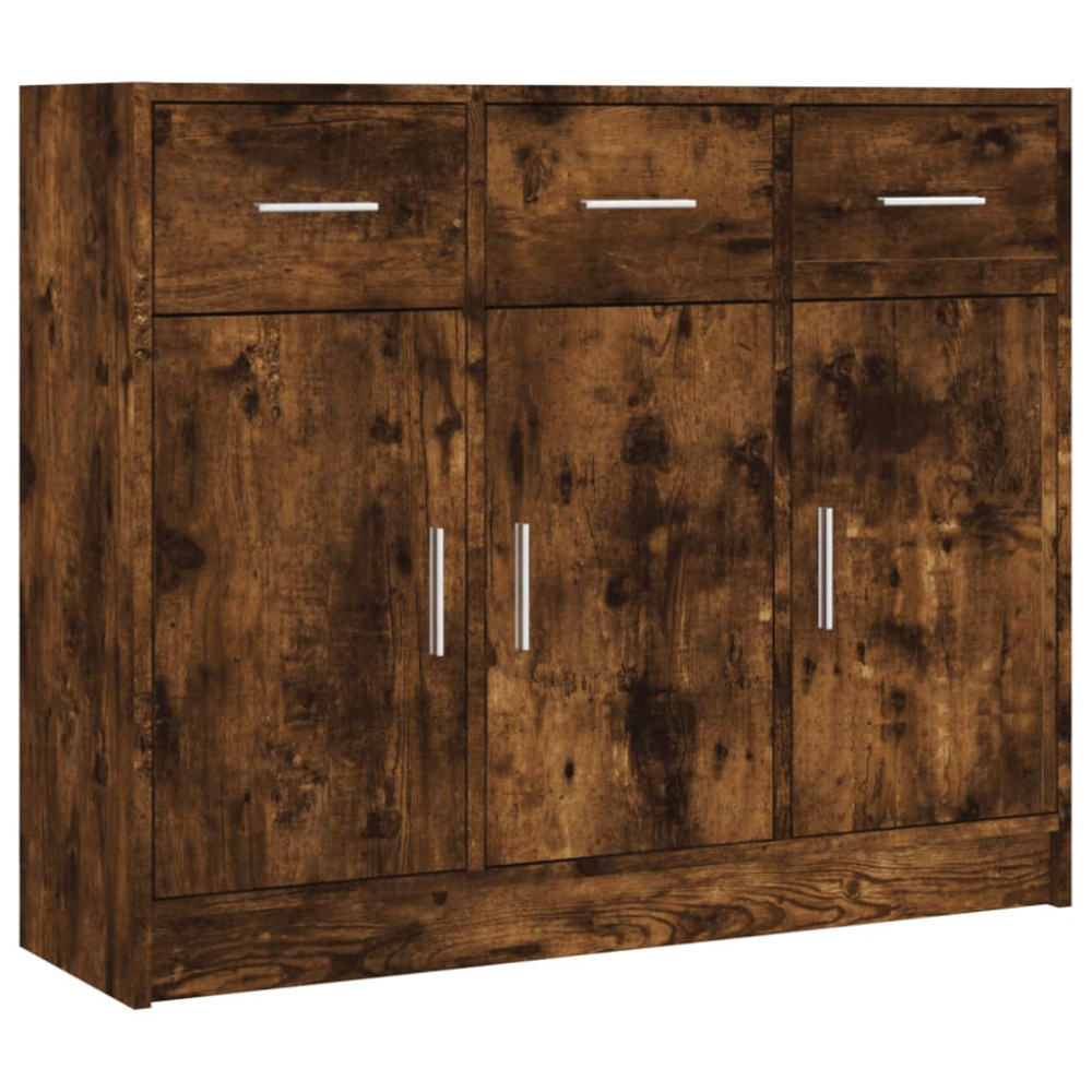 Produktbild för Skänk rökfärgad ek 91x28x75 cm konstruerat trä
