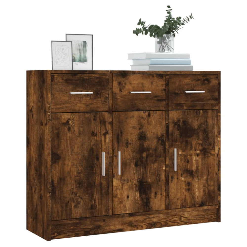 Produktbild för Skänk rökfärgad ek 91x28x75 cm konstruerat trä