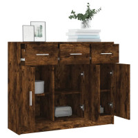 Produktbild för Skänk rökfärgad ek 91x28x75 cm konstruerat trä