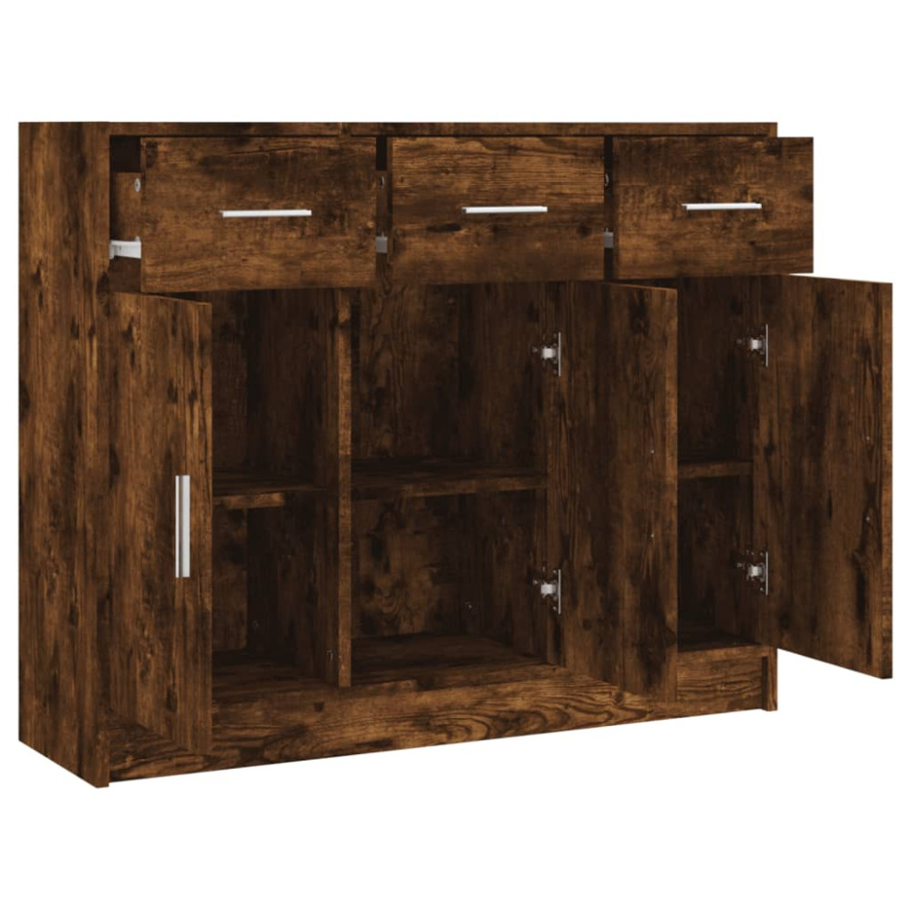 Produktbild för Skänk rökfärgad ek 91x28x75 cm konstruerat trä