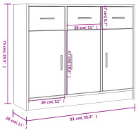 Produktbild för Skänk rökfärgad ek 91x28x75 cm konstruerat trä
