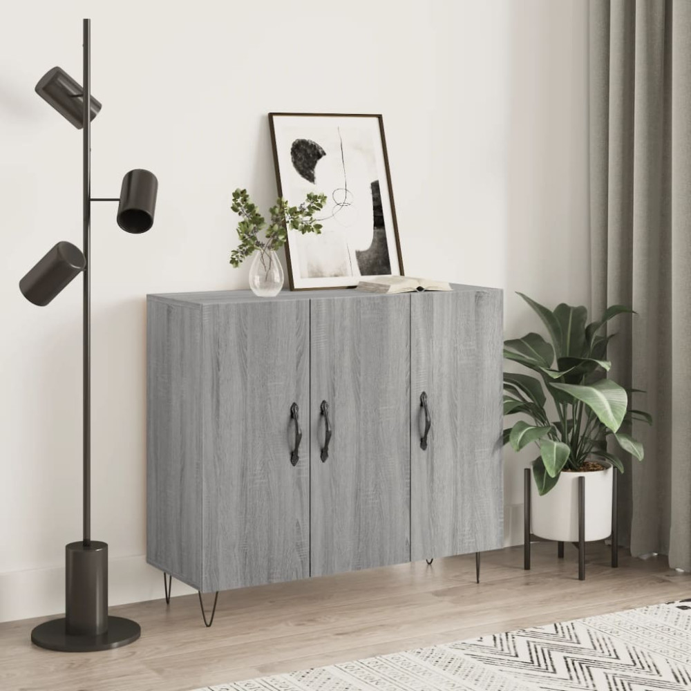 Produktbild för Skänk grå sonoma 90x34x80 cm konstruerat trä
