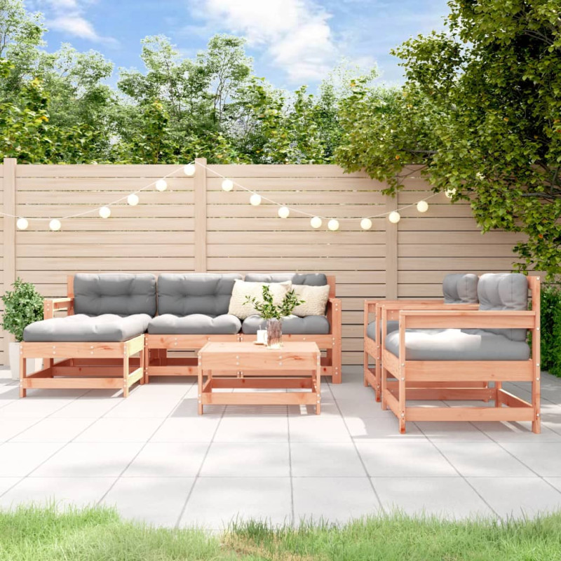 Produktbild för Loungegrupp för trädgården med dynor 7 delar massiv douglasgran