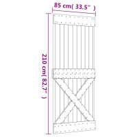 Produktbild för Skjutdörr med beslag 85x210 cm massiv furu