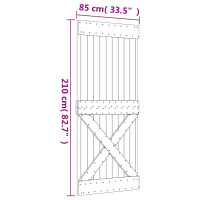 Produktbild för Skjutdörr med beslag 85x210 cm massiv furu